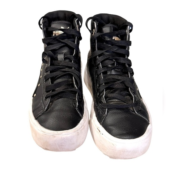 Puma Kids Kaia Stud Mid Platform Sneaker Black/Black Size 4 - Picture 3 of 9